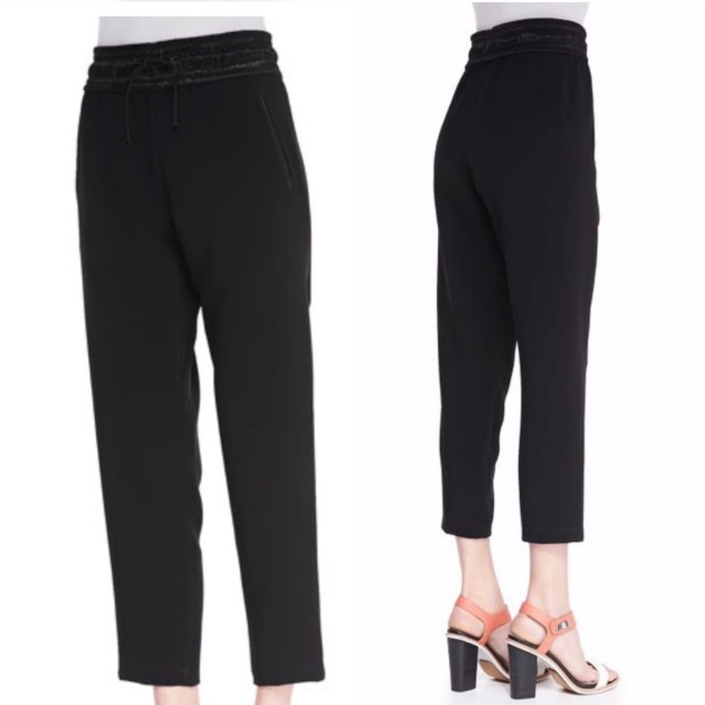 rag & bone women’s black drawstring straight-leg easy pants, size large